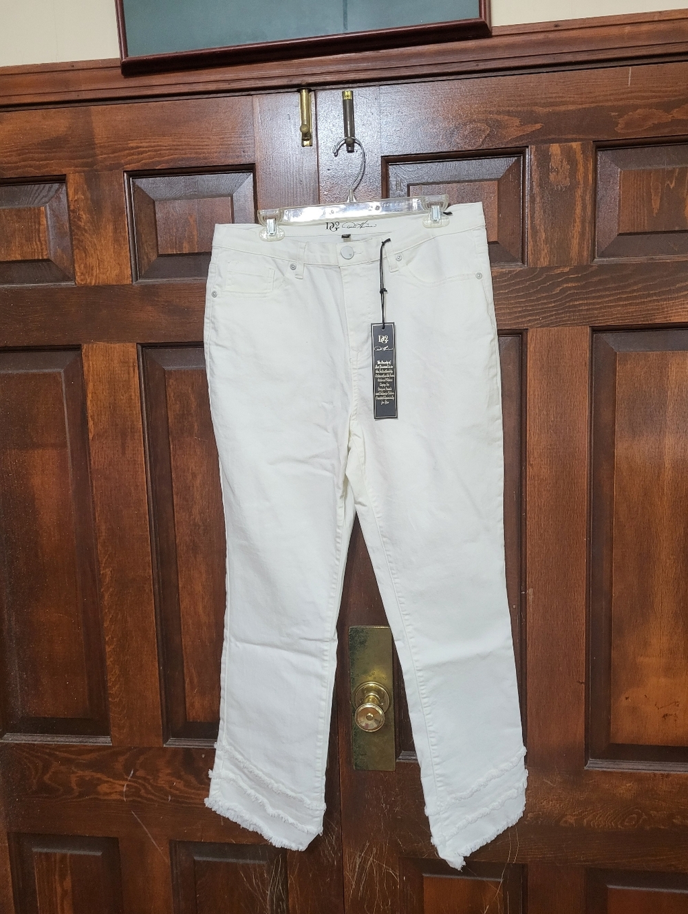 Dg2 White Women's Jeans with Frayed Hem